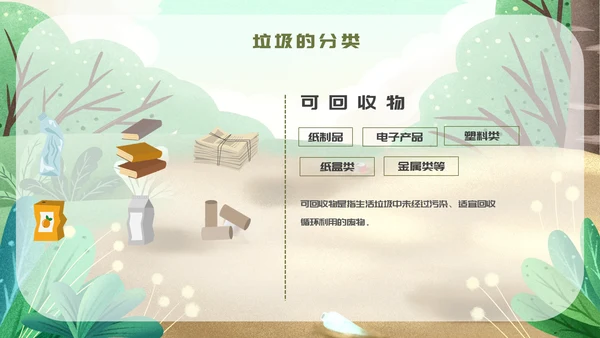 手绘卡通风垃圾分类培训课件通用PPT模板