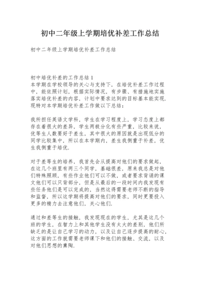 初中二年级上学期培优补差工作总结.docx