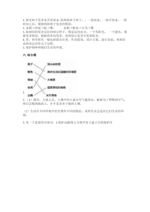 教科版科学五年级下册第一单元《生物与环境》测试卷新版.docx