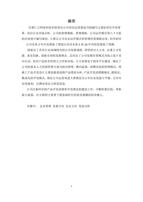 甘肃仁立网络科技项目运营策划书.docx