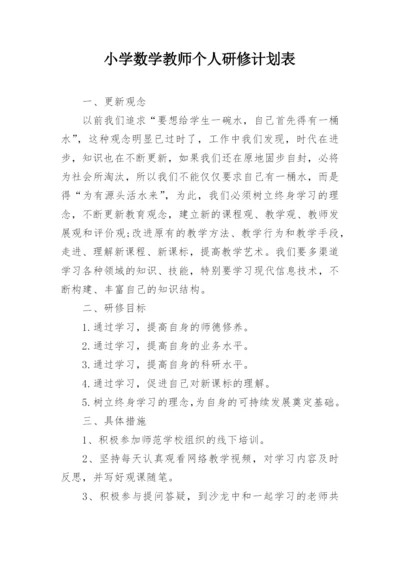 小学数学教师个人研修计划表.docx