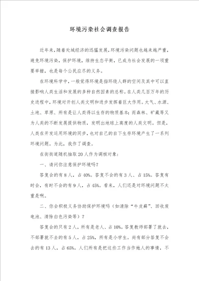 环境污染社会调查汇报