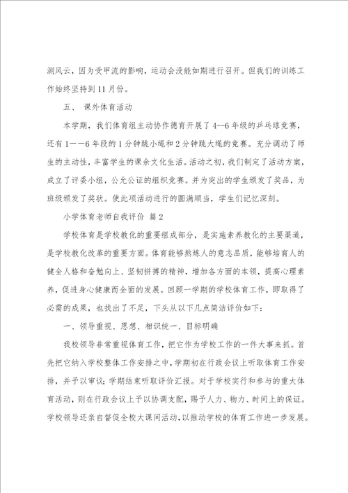 小学体育教师自我评价