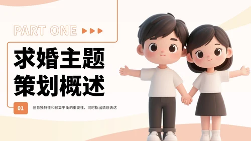 橙黄色3D风七夕节求婚主题PPT