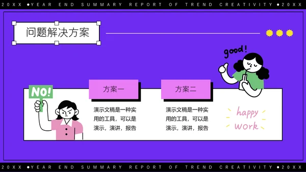 紫色潮流创意年终总结报告通用PPT模板