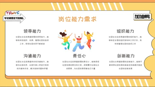 黄色插画风社团竞选PPT模板