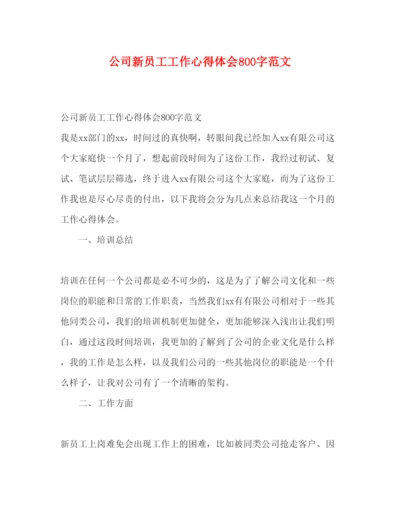 精编公司新员工工作心得体会800字范文.docx