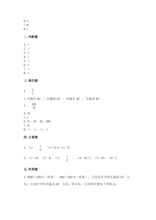 人教版六年级上册数学期中测试卷【考试直接用】.docx