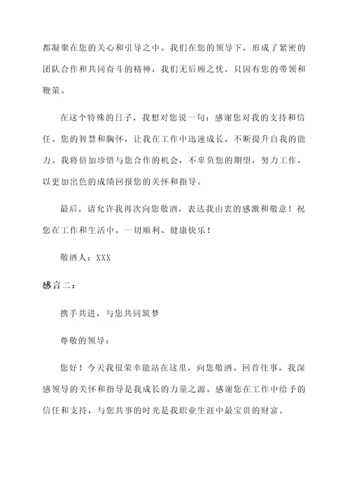 关于给领导敬酒的感言