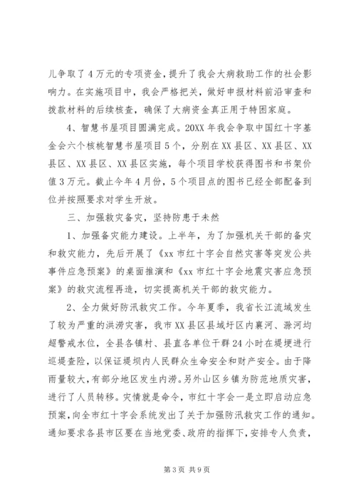 市红十字会201X年上半年工作总结及201X年下半年主要工作安排.docx