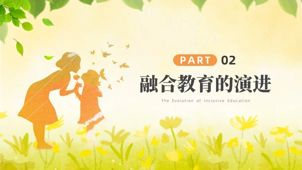 橙色水彩简约插画融合教育PPT教师培训PPT模板