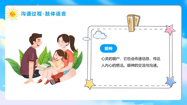 蓝色卡通风学会沟通主题班会PPT模板沟通技巧