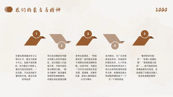 棕色简约蒙古马精神PPT模板宣传PPT动态PPT
