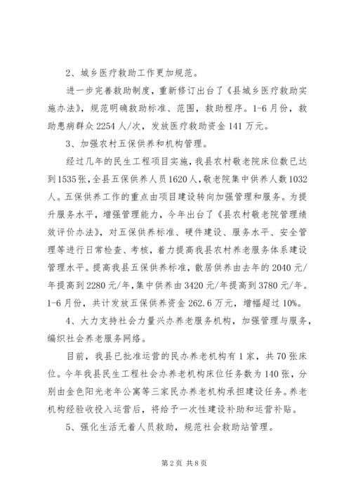 民政局上半年总结及下半年安排.docx