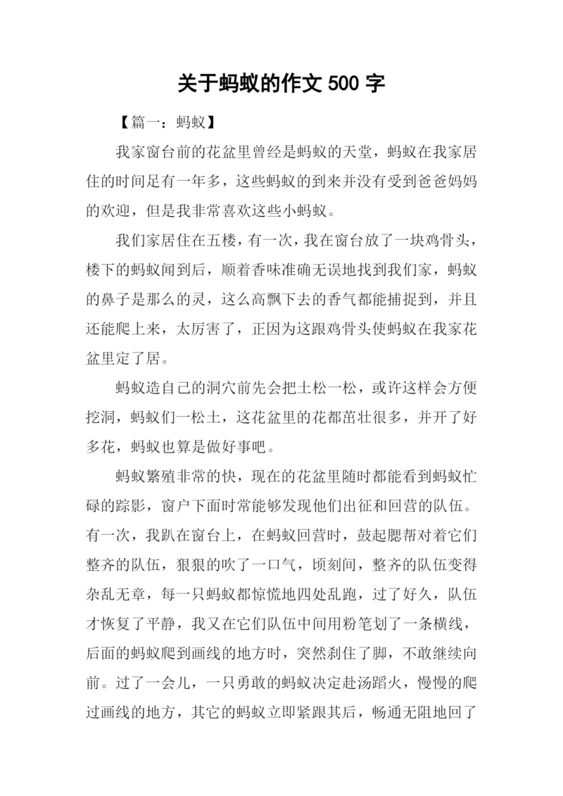 关于蚂蚁的作文500字.docx