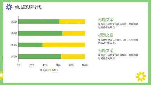 绿色卡通手绘幼儿园年终工作总结PPT模板