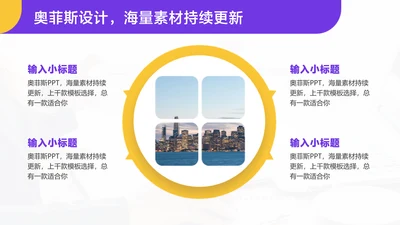 简约风发散汇聚关系4项PPT图文页