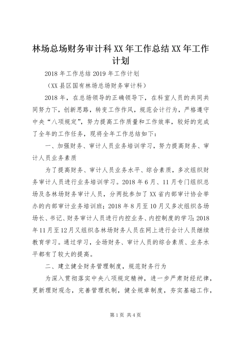 林场总场财务审计科XX年工作总结XX年工作计划.docx