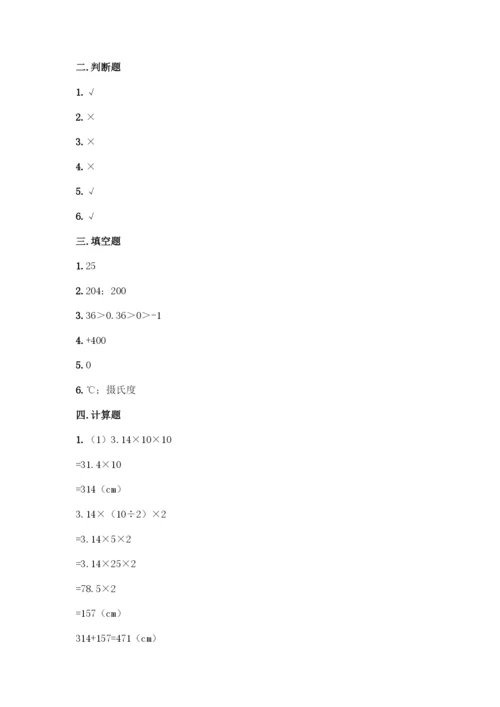 人教版六年级下册数学期末测试卷及参考答案【综合卷】-(2).docx