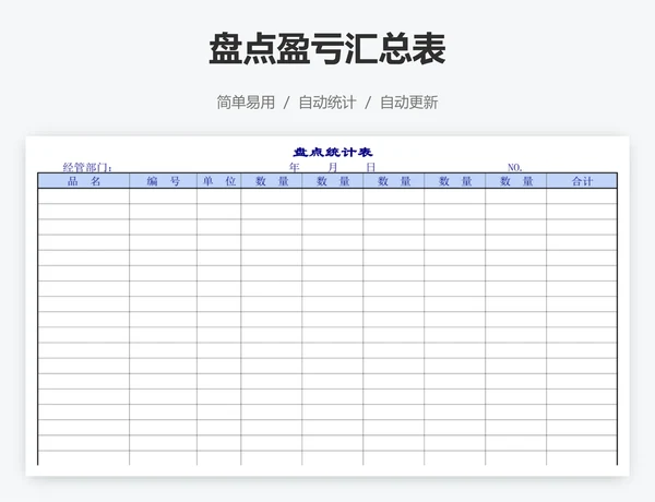 盘点盈亏汇总表