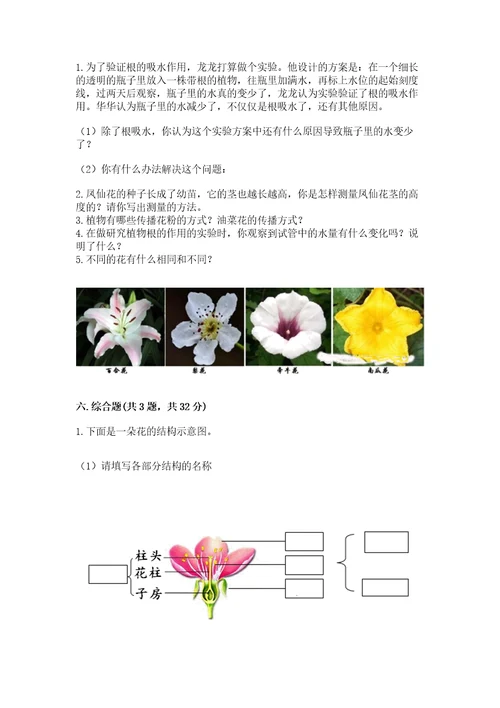 科学四年级下册第一单元植物的生长变化测试卷含答案考试直接用