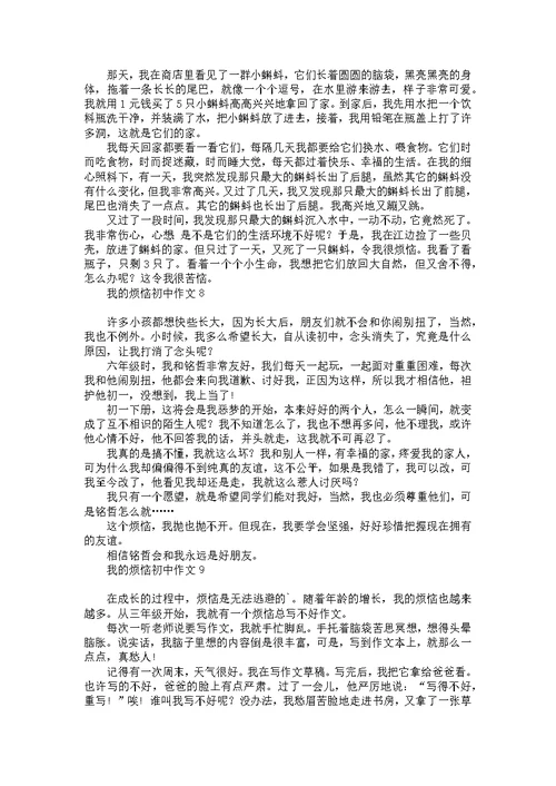 我的烦恼初中作文(集合15篇)