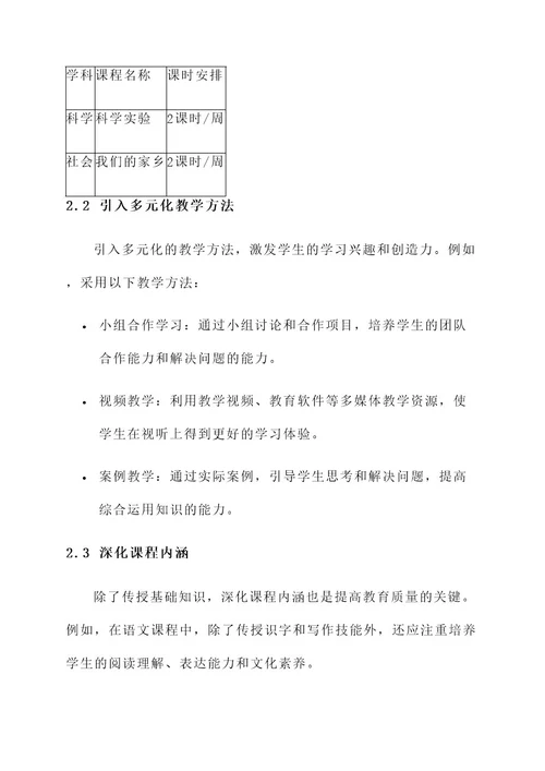 提高小学教育质量实施方案