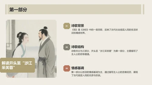黄色复古风《氓》全文赏析与学习PPT模板