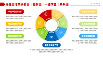 红色简约风7项圆环关系图PPT