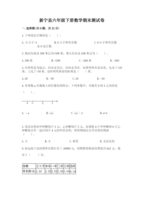 新宁县六年级下册数学期末测试卷精品加答案.docx