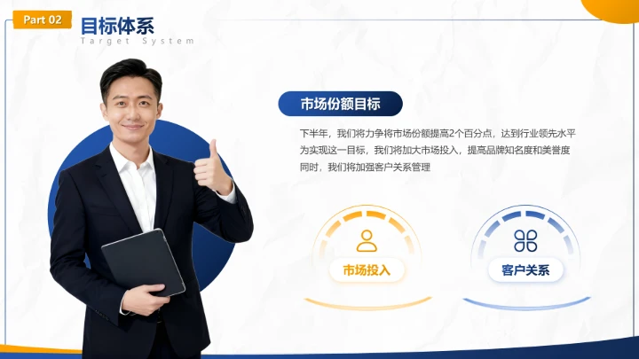 蓝色商务风工作计划季度目标拆解汇报PPT模板