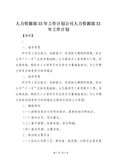 人力资源部某年工作计划公司人力资源部某年工作计划.docx