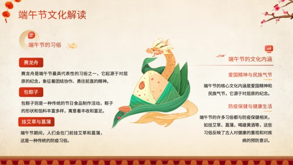 橙红色中国风传统节日文化解读班会PPT