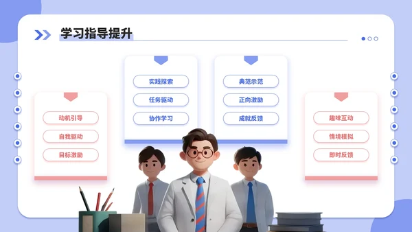 蓝红双色3d风新学年规划教师培训会PPT模板