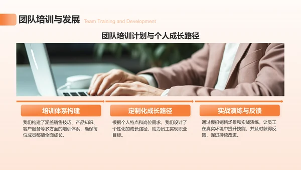 橙色3D风销售主管述职报告PPT模板