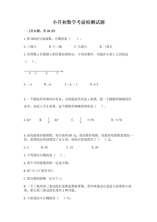 小升初数学考前检测试题精选题