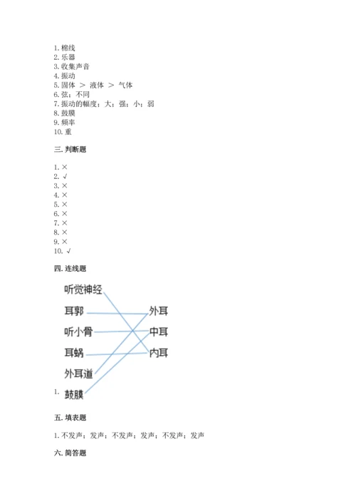 教科版科学四年级上册第一单元《声音》测试卷附答案【满分必刷】.docx