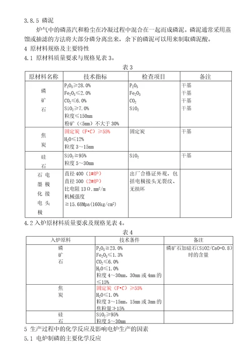 黄磷工艺规程