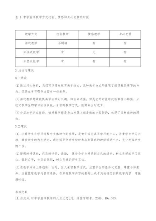 中学篮球教学方式的对比研究-教育教学论文.docx