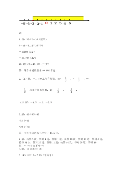 人教版六年级数学下学期期末测试题附参考答案（黄金题型）.docx