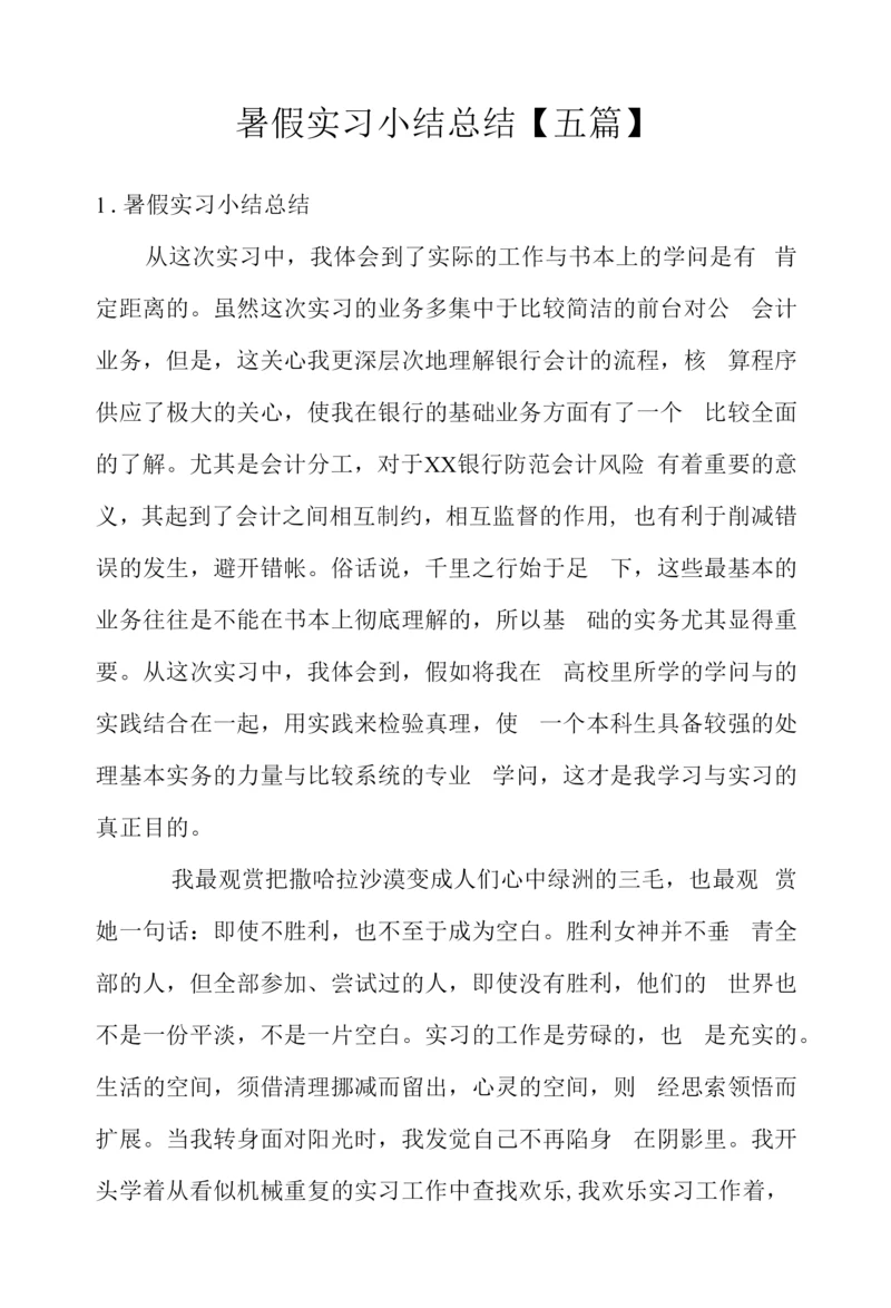 暑假实习小结总结【五篇】.docx