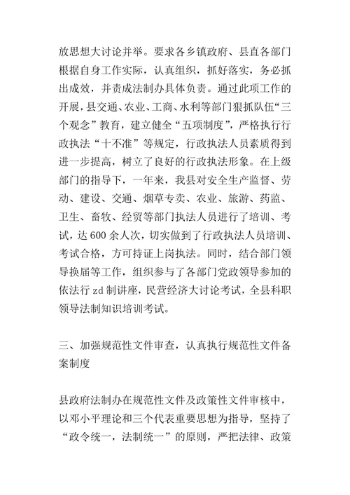 XX县某年度行政执法责任制工作自查报告