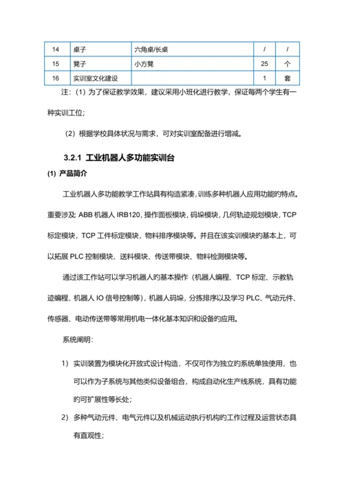 工业机器人专业实训室建设专题方案.docx