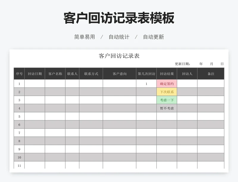 客户回访记录表模板