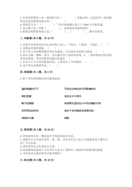 教科版六年级下册科学期末测试卷学生专用.docx