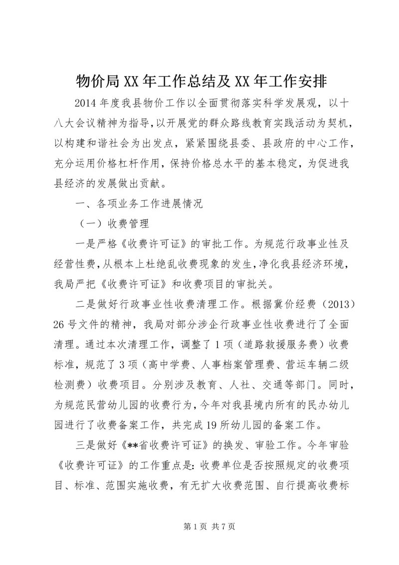 物价局XX年工作总结及XX年工作安排.docx