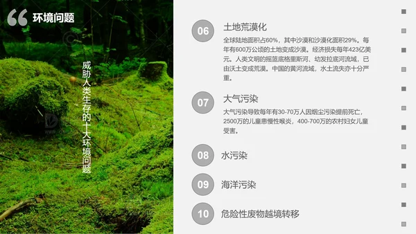 大自然绿色苔藓绿地修复地球日PPT