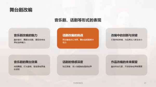 棕色复古读书笔记悲惨世界PPT模板