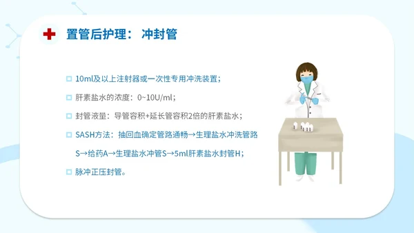 简约插画医疗院医生护士学生cvc护理操作课件培训模板