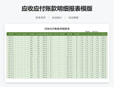 应收应付账款明细报表模版